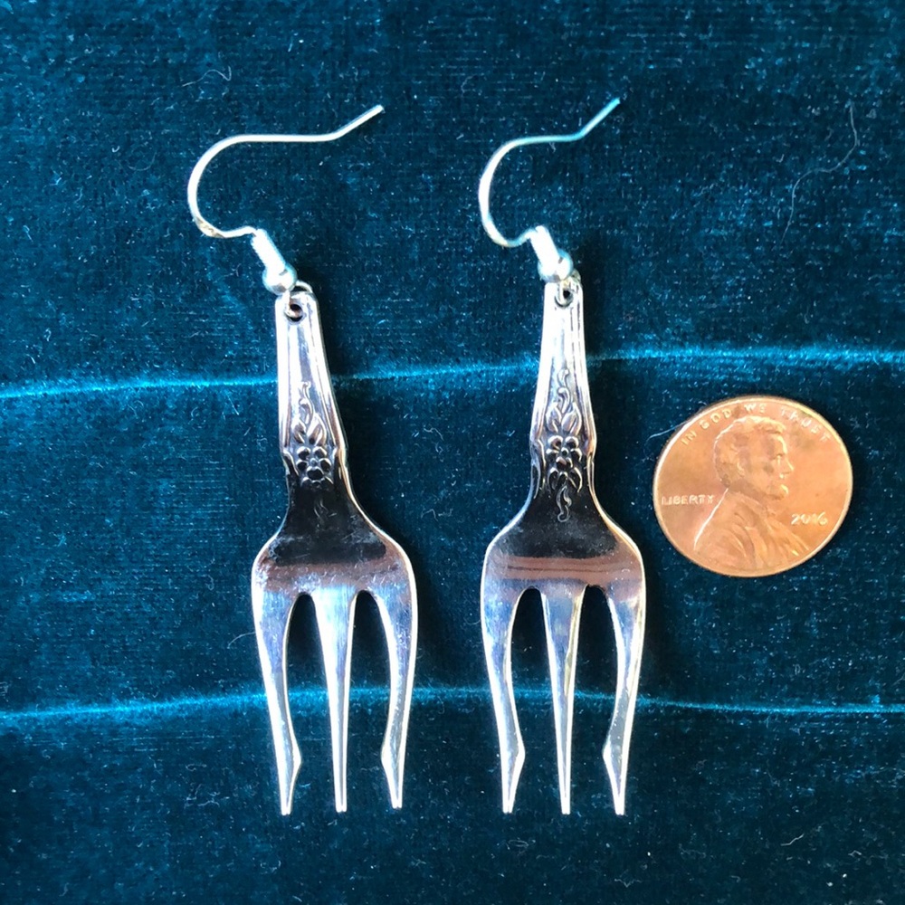 Handmade Stainless Steel Cocktail Fork Earrings